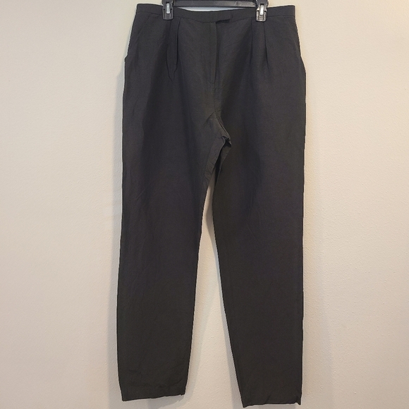 Rachel Comey Black Linen Blend Pleated Pants - Picture 1 of 7